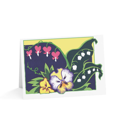 Pansy & Lily-of-the-Valley Small Cards — Pack of 1/10/30/50