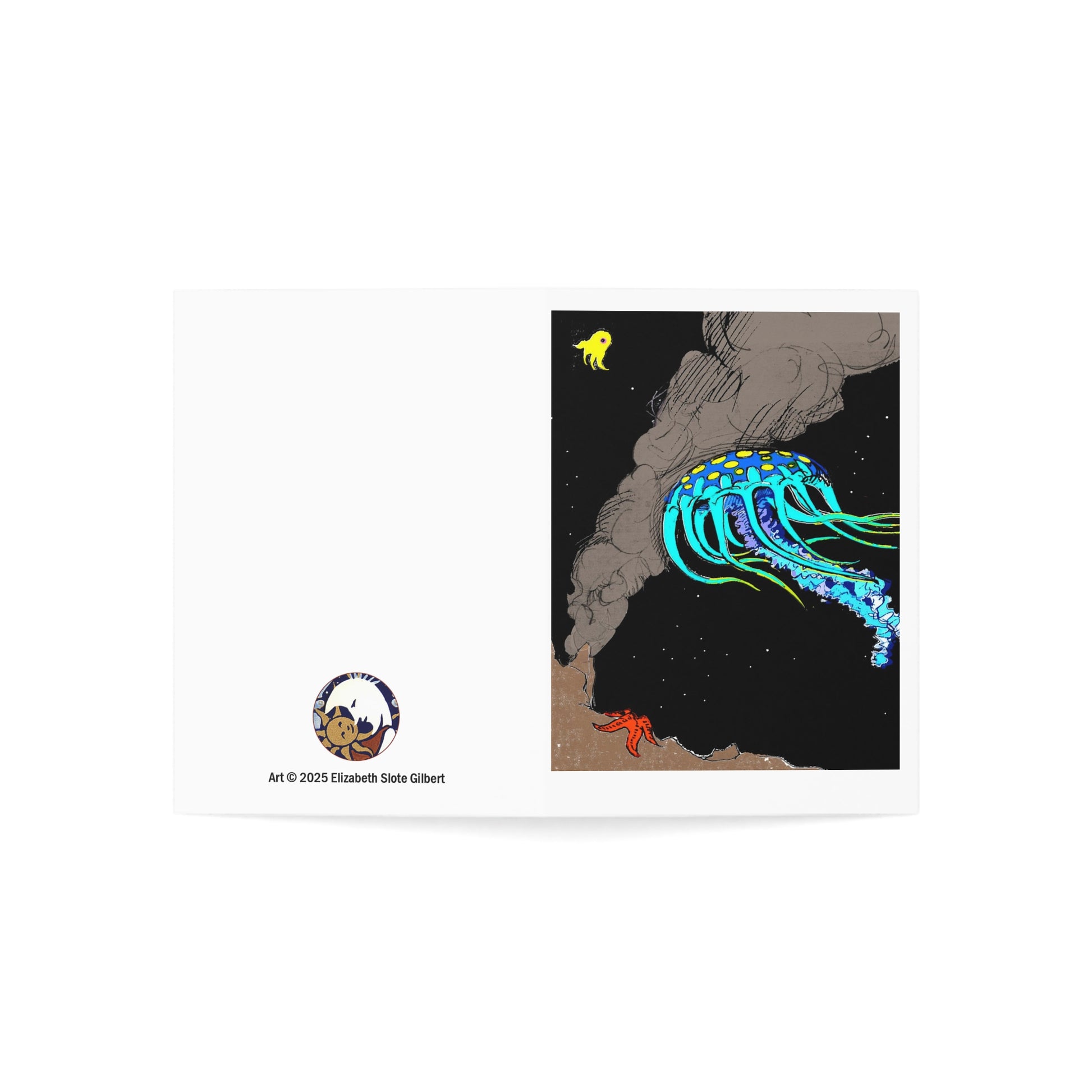 Jellyfish and Friends — Surreal Ocean Art Note Card (Single or Bundles)